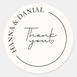 Sticker Rond Un mariage élégant en Merci simple Faveur