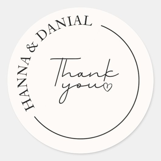 Sticker Rond Un mariage élégant en Merci simple Faveur (Devant)