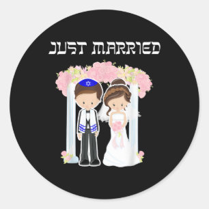 Sticker Rond Un Mariage juif vient de se marier à la mariée de