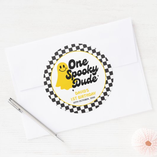 Sticker Rond Un Mec Éffrayant Halloween Super Premier anniversa (Enveloppe)