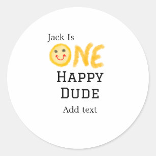 Sticker Rond Un mec heureux 1er joyeux Anniversaire souriant ja