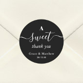 Sticker Rond Un Merci doux Noir Blanc Combo Mariage Faveur