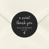 Sticker Rond Un Merci doux Noir & Blanc Mariage Faveur