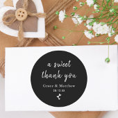 Sticker Rond Un Merci doux Noir & Blanc Mariage Faveur