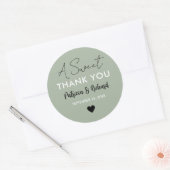 Sticker Rond Un Merci doux Sage Vert Mariage Favoriser (Enveloppe)