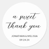 Sticker Rond Un Merci doux Script mariage blanc Favoriser (Devant)