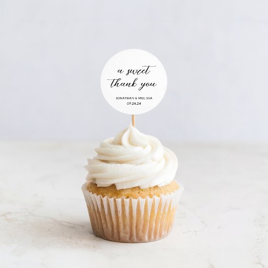 Sticker Rond Un Merci doux Script mariage blanc Favoriser