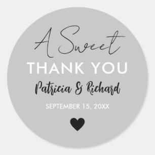 Sticker Rond Un Merci doux Silver Grey Mariage Favoriser