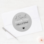 Sticker Rond Un Merci doux Silver Grey Mariage Favoriser (Enveloppe)