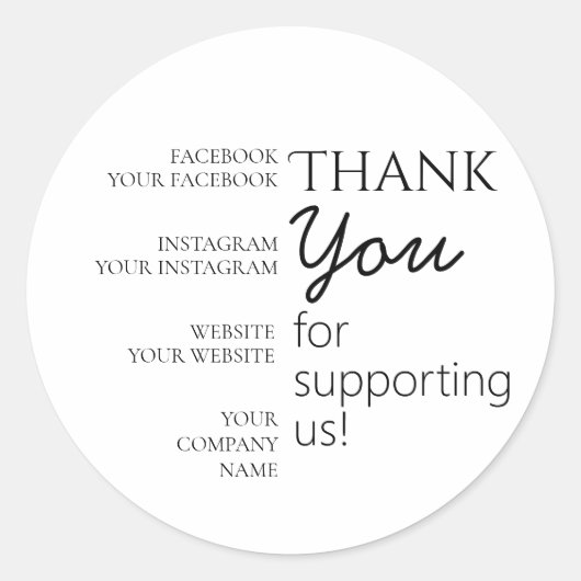 Sticker Rond Un Merci Modifiable Pour Nous Soutenir (Devant)