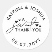 Sticker Rond Un Merci sucré Coeurs de mariage Faveur (Devant)