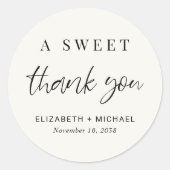 Sticker Rond Un Merci sucré Faveur de mariage (Devant)