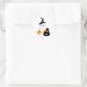 Sticker Rond Un mignon fantôme avec chat noir célébrer l'hallow (Sac)