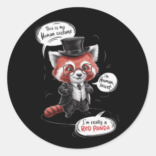 Sticker Rond Un mignon panda rouge