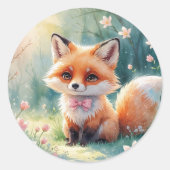 Sticker Rond Un mignon renard (Devant)
