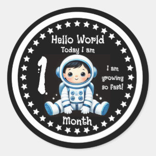 Sticker Rond Un mois bébé étape importante Astronaute