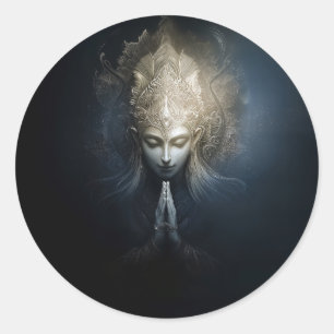 Sticker Rond Un moment de grâce Art de méditation
