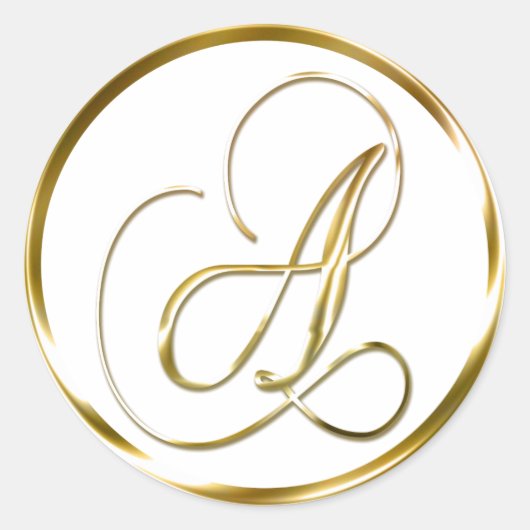 Sticker Rond Un Monogramme Faux Gold Enveloppe Ou Favoriser Le  (Devant)