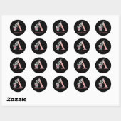 Sticker Rond Un Monogramme Floral Nom Lettres Agate rose (Feuille)