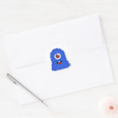 Sticker Rond Un monstre bleu ocre (Enveloppe)