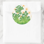 Sticker Rond Un motif artistique vert et or représentant un arb (Sac)