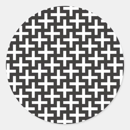 Sticker Rond Un motif de b&w fait avec signe "plus" (Devant)