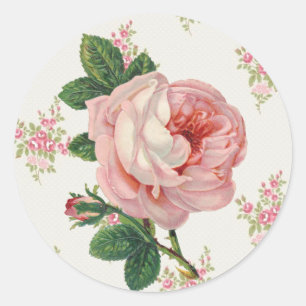 Sticker Rond Un motif floral rose vintage pour une rose