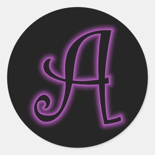 Sticker Rond Un néon violet monogramme (Devant)