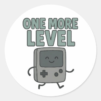 Sticker Rond Un niveau de plus Console de jeu vidéo rétro migno