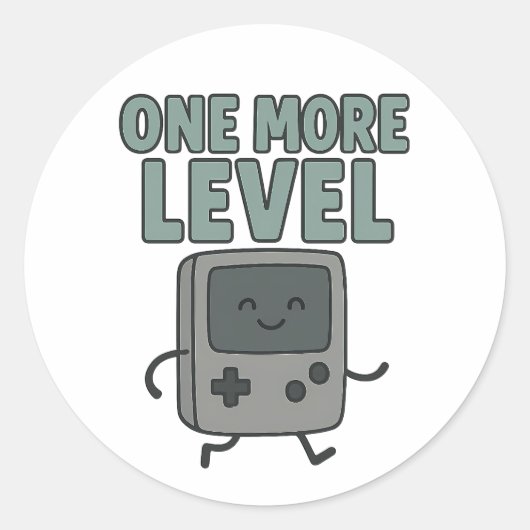 Sticker Rond Un niveau de plus Console de jeu vidéo rétro migno (Devant)