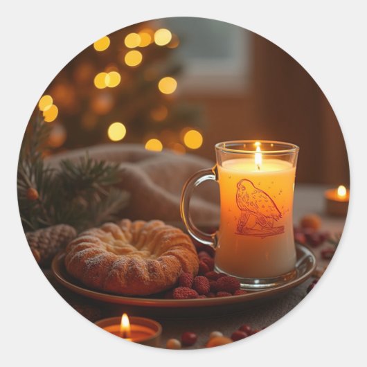 Sticker Rond un Noël chaud (Devant)