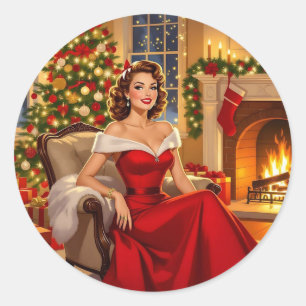 Sticker Rond Un Noël sucré vintage 
