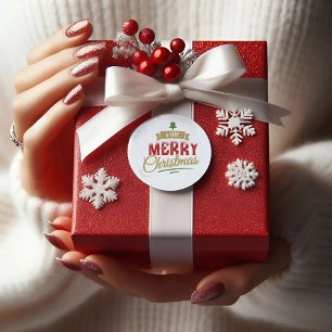 Sticker Rond Un Noël très joyeux Nom de famille de vacances mod