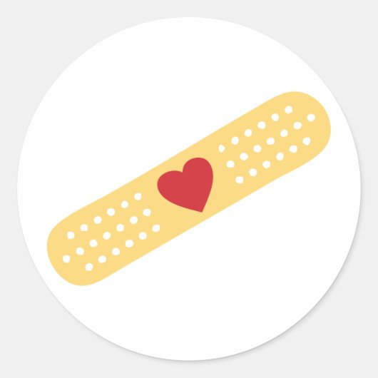 Sticker Rond Un pansement Avec Un Coeur Rouge (Devant)