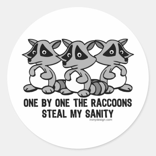 Sticker Rond Un Par Un Les Raccoons Design (Devant)