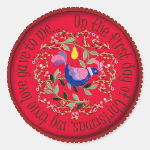 Sticker Rond Un perdrix dans un poirier