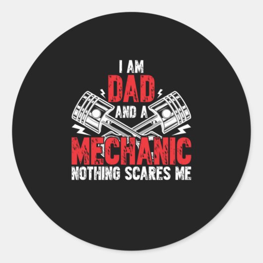 Sticker Rond Un Père Et Un Mécanicien (Devant)