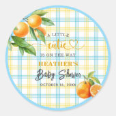 Sticker Rond Un petit amour arrive Fête de bébé garçon (Devant)