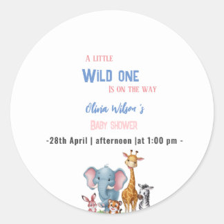 Sticker Rond Un petit animal sauvage de safari c'est baby showe