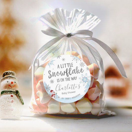 Sticker Rond Un petit Baby shower bleu flocon