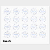 Sticker Rond Un petit Baby shower bleu hivernal (Feuille)