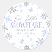 Sticker Rond Un petit Baby shower bleu hivernal (Devant)