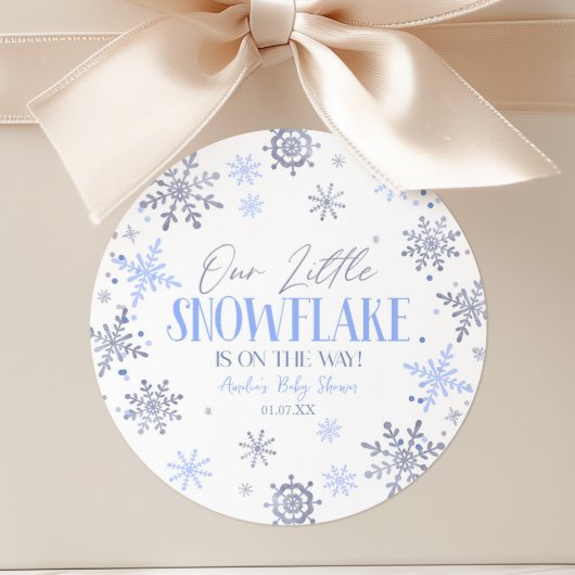 Sticker Rond Un petit Baby shower bleu hivernal