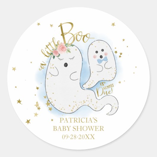 Sticker Rond Un Petit Baby shower Boo Cute Halloween Boy (Devant)
