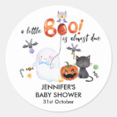 Sticker Rond Un petit Baby shower Boo Halloween (Devant)