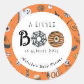 Sticker Rond Un Petit Baby shower Boo Orange (Devant)