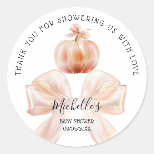 Sticker Rond Un Petit Baby shower Citrouille Automne Merci