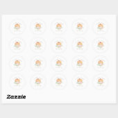 Sticker Rond Un Petit Baby shower Citrouille rose fleuri (Feuille)
