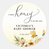 Sticker Rond Un petit Baby shower d'abeille au miel (Devant)