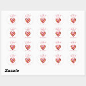 Sticker Rond Un petit Baby shower de coeur rouge doux (Feuille)